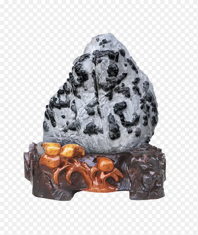 寿桃状天然灵璧石摆件免抠图片