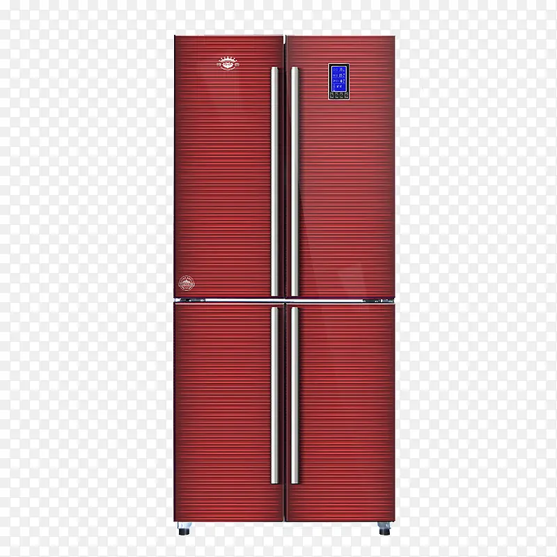 暗红色对开门大冰箱