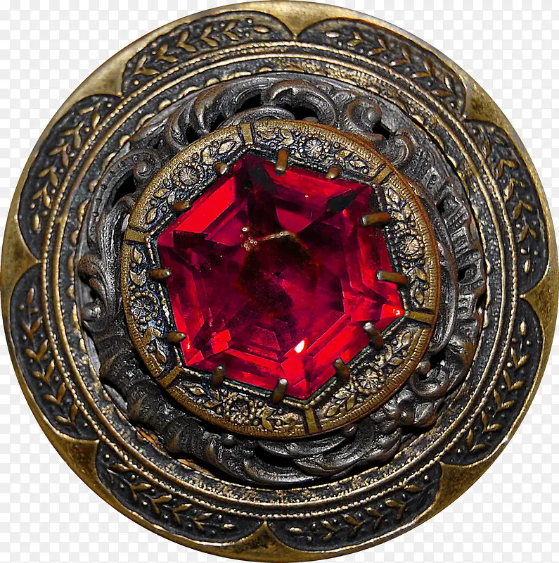 金属花纹装饰红色水晶