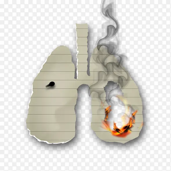 燃烧的肺型纸张创意禁烟图