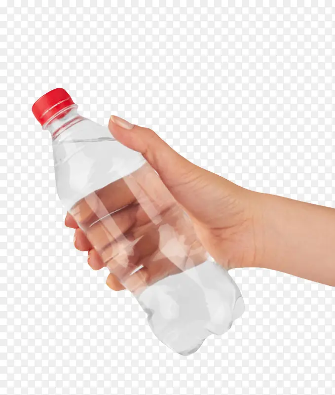 透明解渴用手传递的一瓶饮料实物