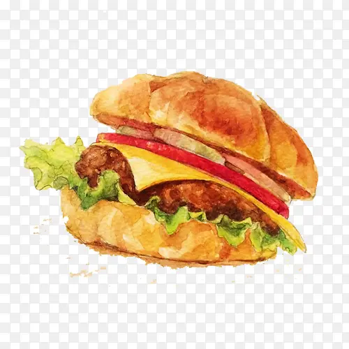 黄油汉堡包手绘画素材图片