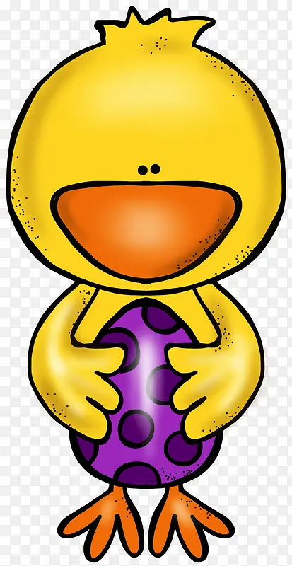 抱着紫色蛋黄色小鸡