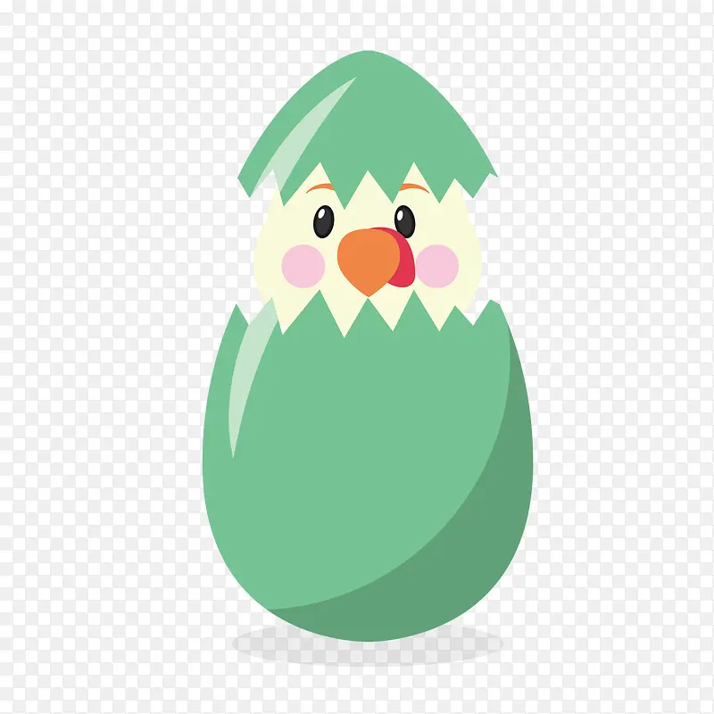 绿色可爱小鸡破碎鸡蛋