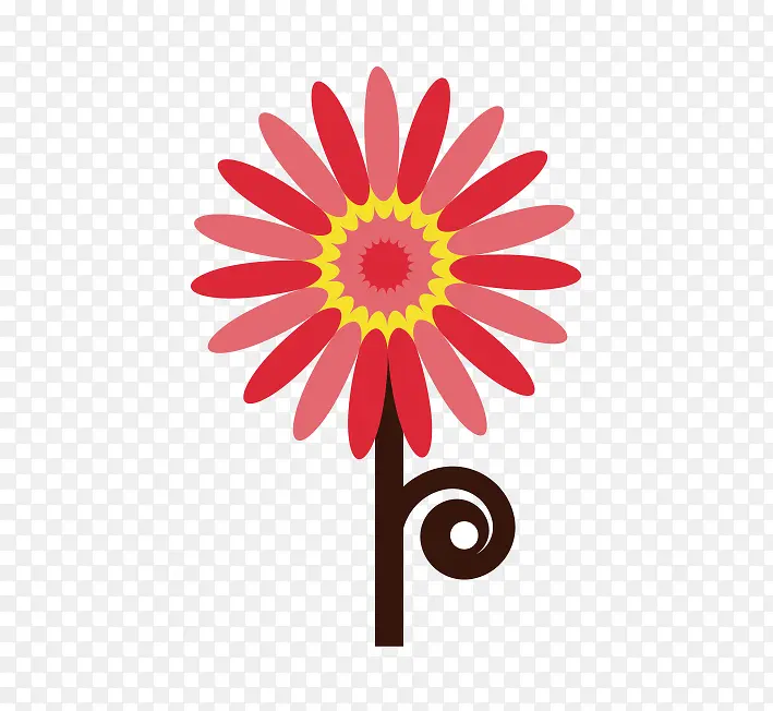 卡通红色太阳花
