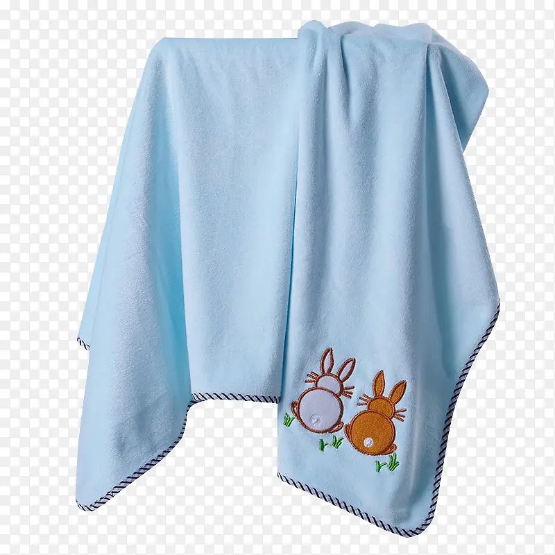 柔软舒适儿童蓝色毛巾