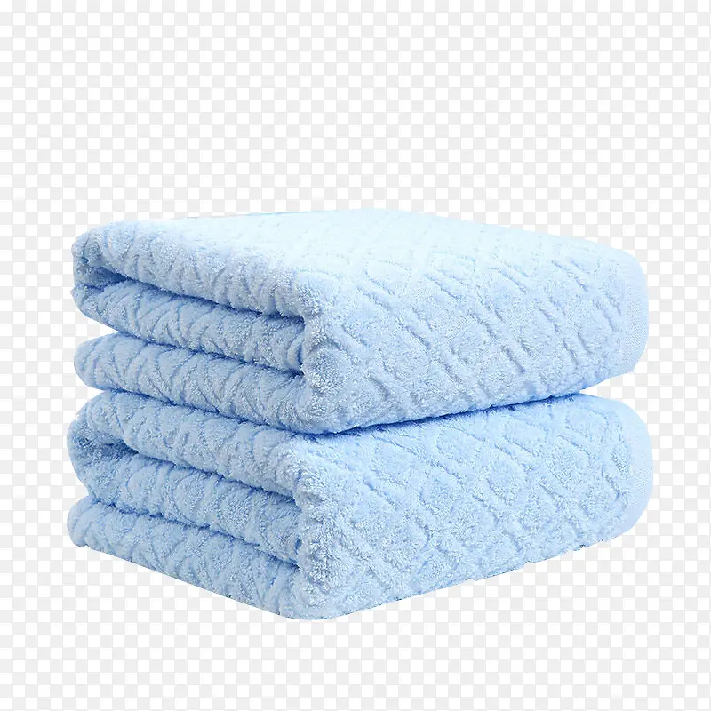 蓝色菱形块素色浴巾