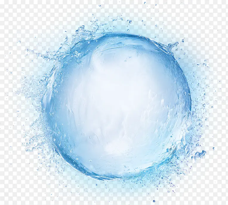 蓝色透明水球震动
