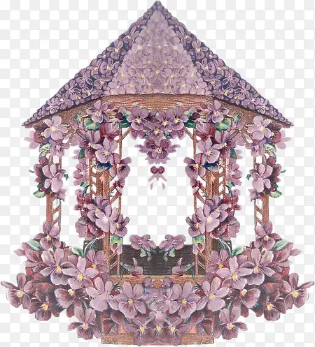 复古素材手绘花 紫色花朵装饰小