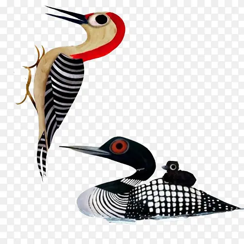 啄木鸟彩绘素材图片