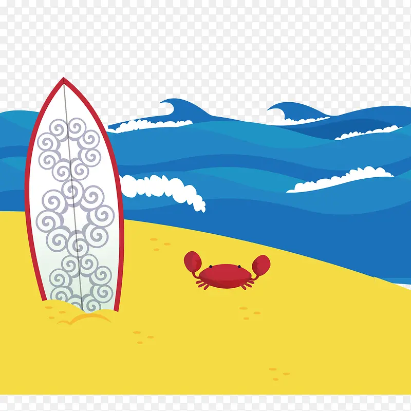 创意沙滩冲浪板插画矢量素材