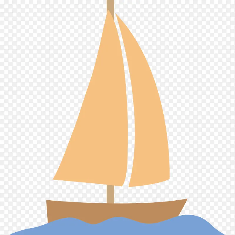 卡通海上帆船漂浮