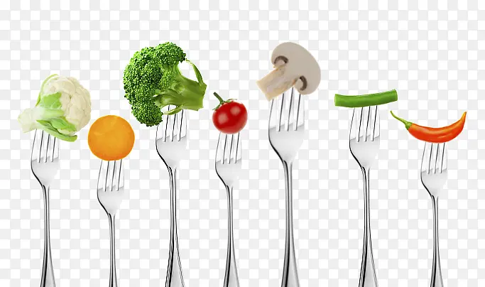 叉子上的蔬菜