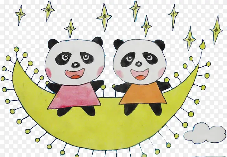 彩绘儿童画可爱的大熊猫图案