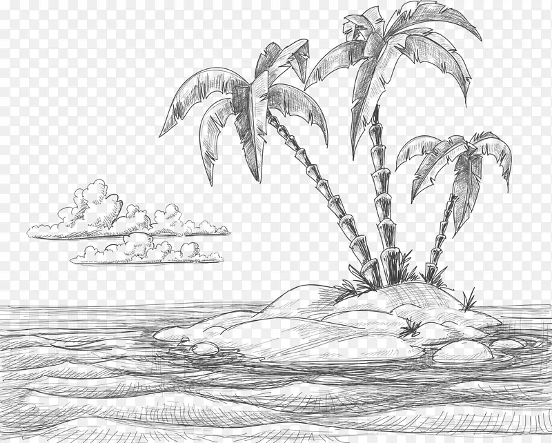 手绘海滩