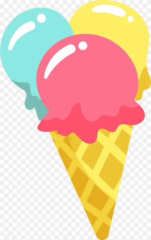 夏天气息三色冰激凌