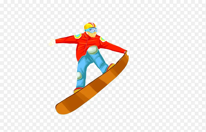 卡通冲浪滑雪