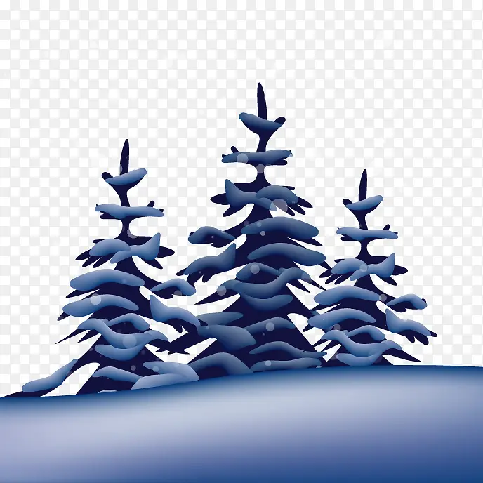 矢量冬日落雪的树
