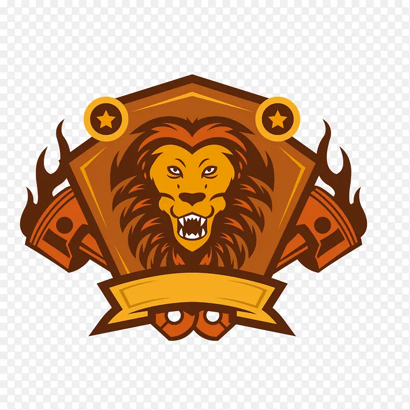 棕色卡通狮子商标