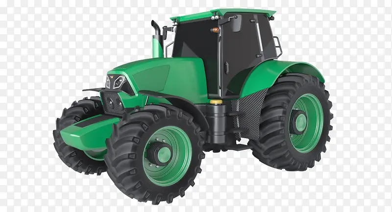 崭新绿色大型农用拖拉机