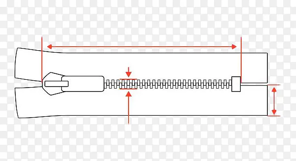 手绘拉链尺寸箭头