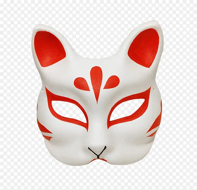 日式红白色狐狸面具