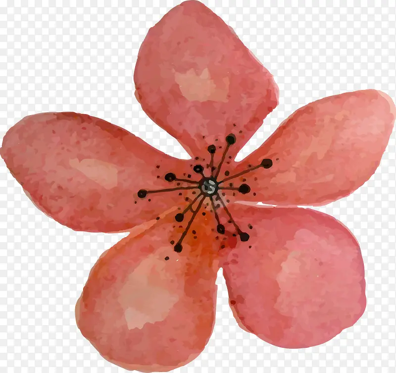 红色水墨花卉图案