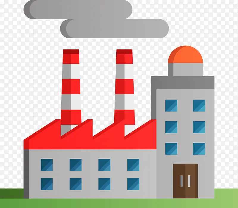 扁平化工厂废气排放素材图