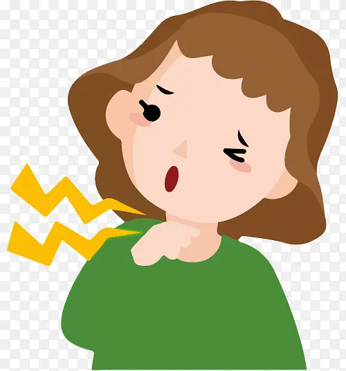 手绘卡通绿衣大妈咳嗽免抠