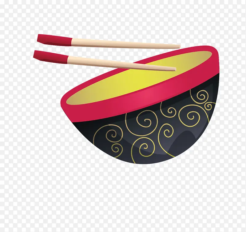 古代花纹碗和筷子