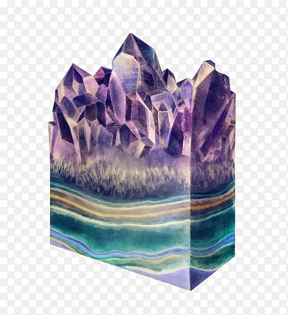 紫色钻石岩石