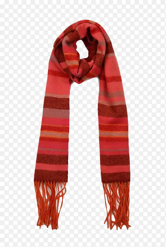 大红条纹羊绒围巾