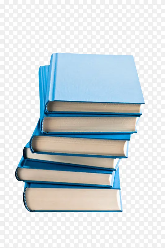 蓝色封面倾斜的一叠书实物