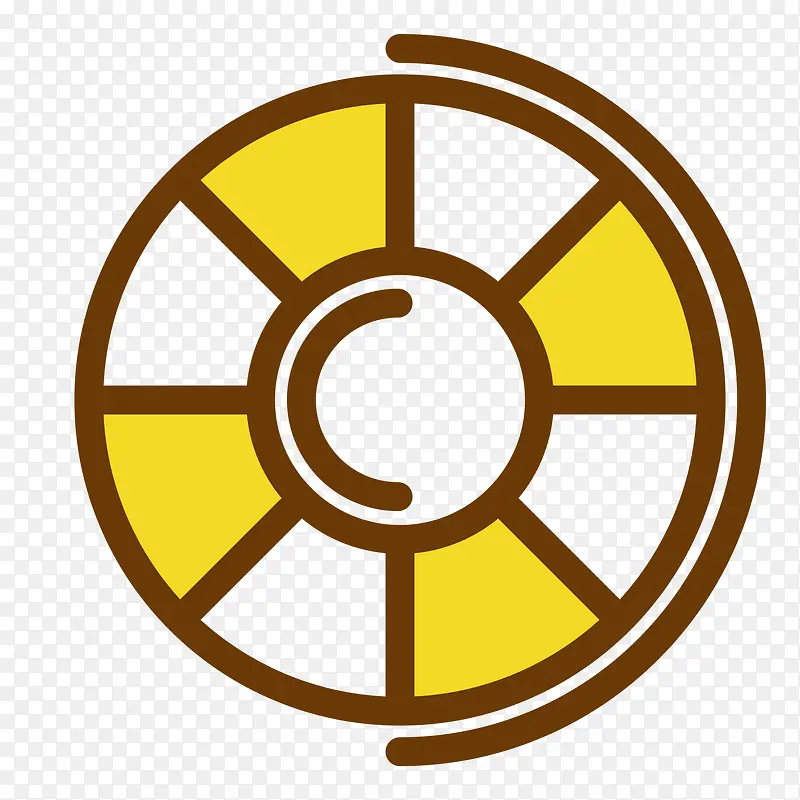 黄色手绘弯曲轮子元素