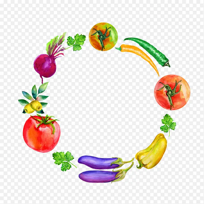 圆圈拼合蔬菜