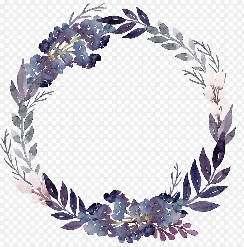 圆环边框紫色梦幻花