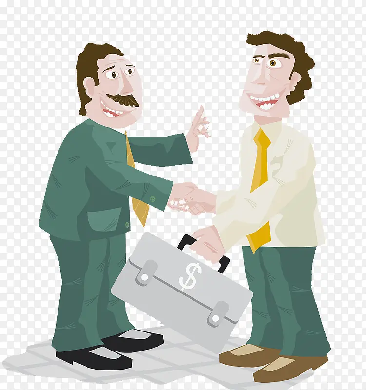 卡通商务人物成功合作两人握手