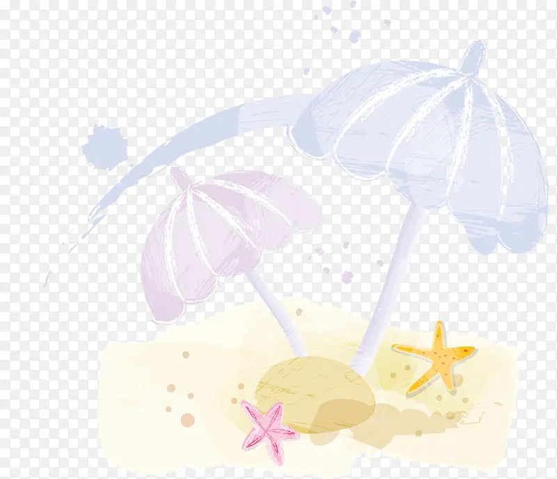 手绘水彩装饰插图粉嫩雨伞