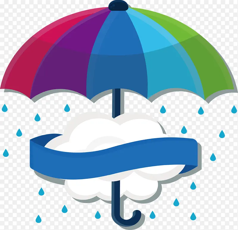 彩色条纹雨伞海报