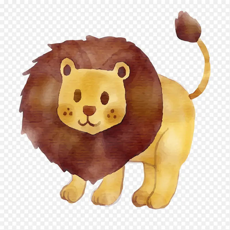 水彩手绘狮子动物设计