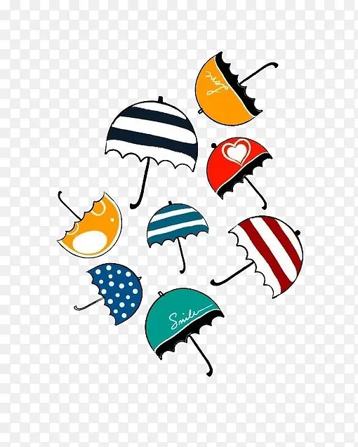 各种卡通小雨伞