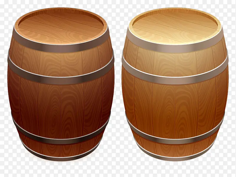 平面手绘木质红酒桶免抠素材