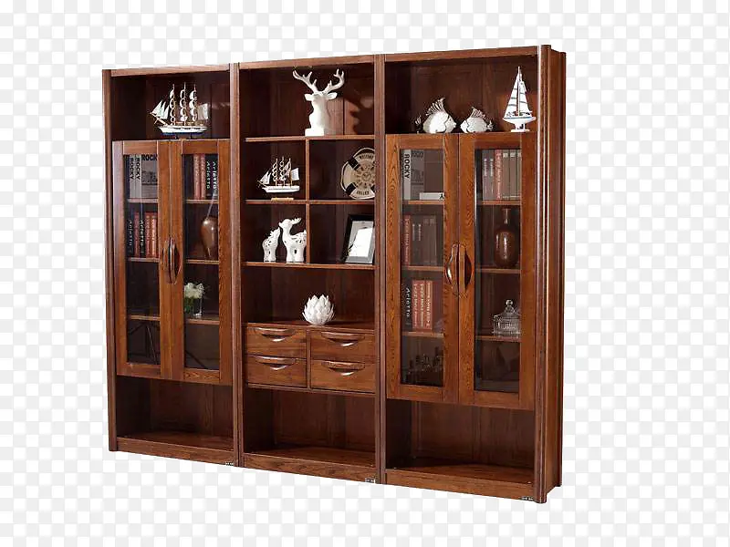 复古棕色木质书架