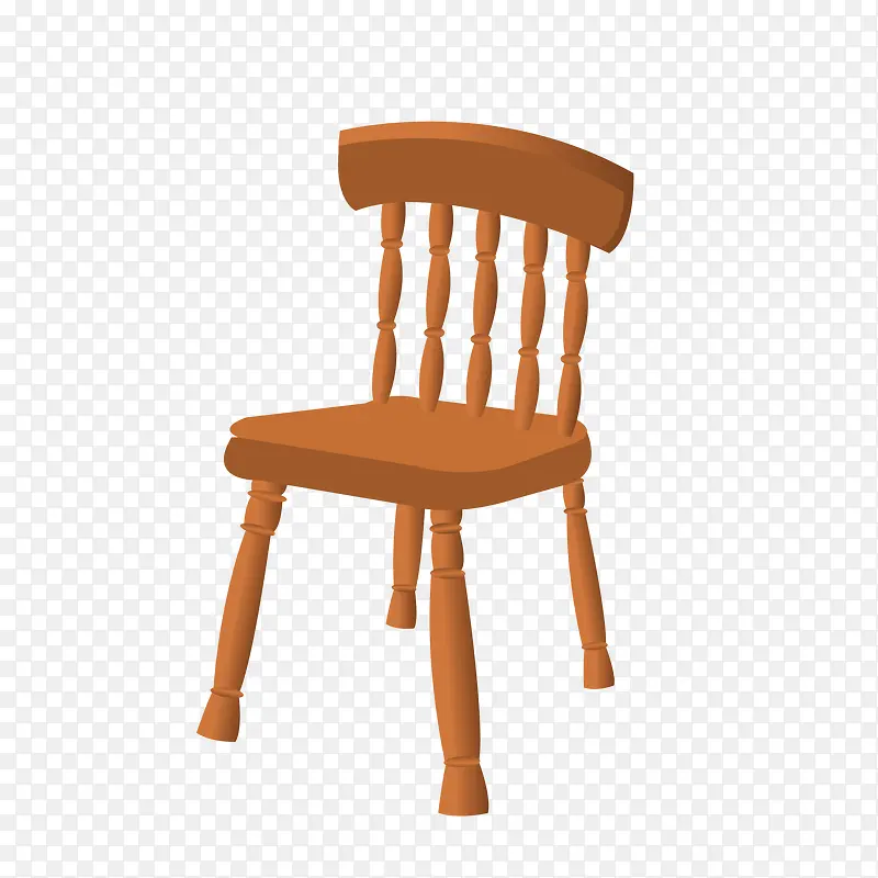 矢量手绘棕色家居椅子