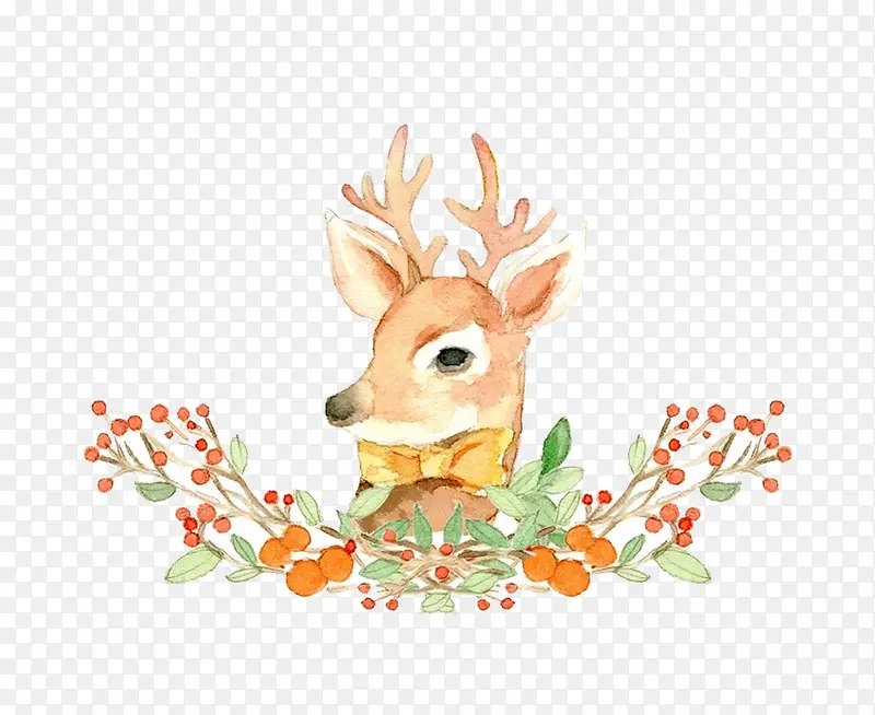彩绘小鹿和植物