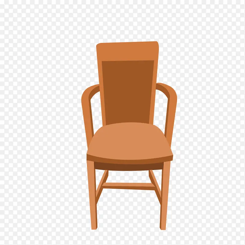 矢量手绘卡通棕色舒适椅子