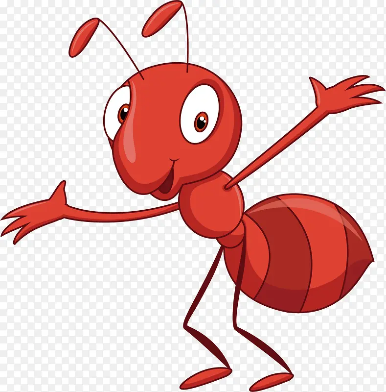 红色蚂蚁卡通插画