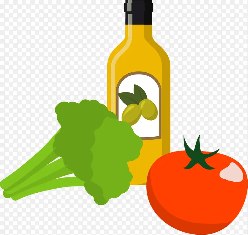 一瓶油和蔬菜