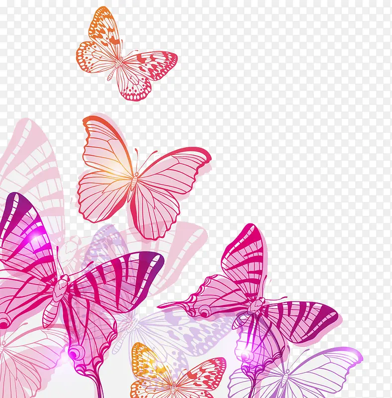 紫色线条蝴蝶高清免扣素材