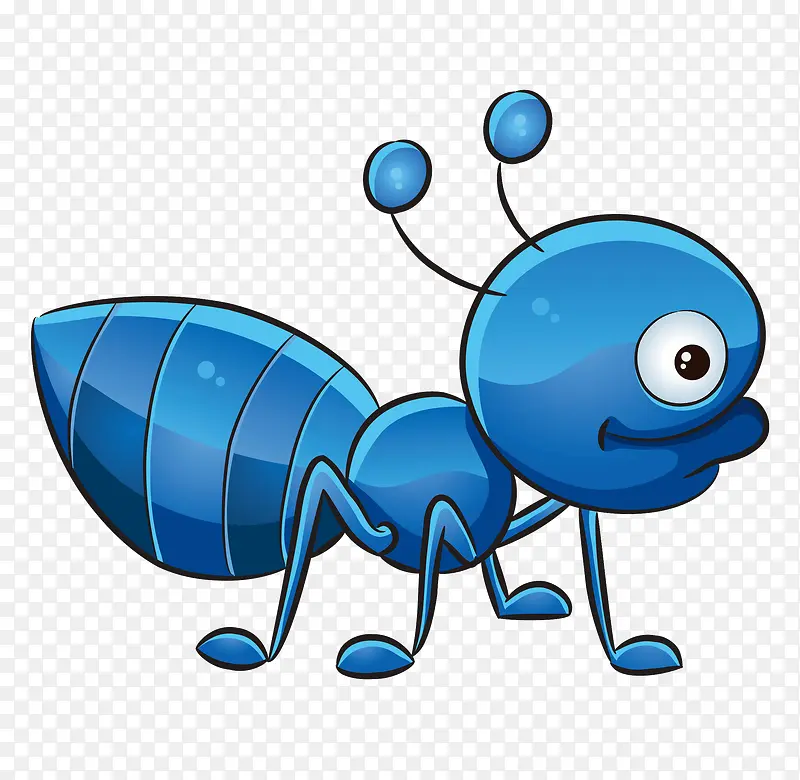 手绘蓝色蚂蚁